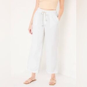 Old Navy High Waisted Textured Soft Pants White NEW Wide Leg Large 875661